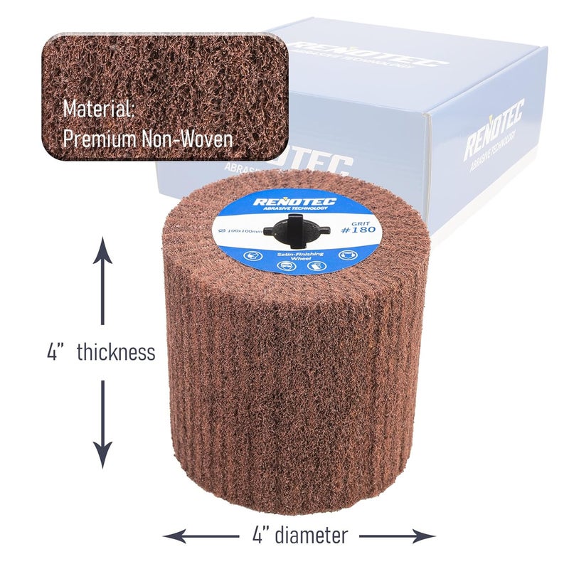 RENOTEC 4" Burnishing Drum, 100x100mm, Fine Grit 180, A/O, for Metalwork Surface Polishing - Image 4